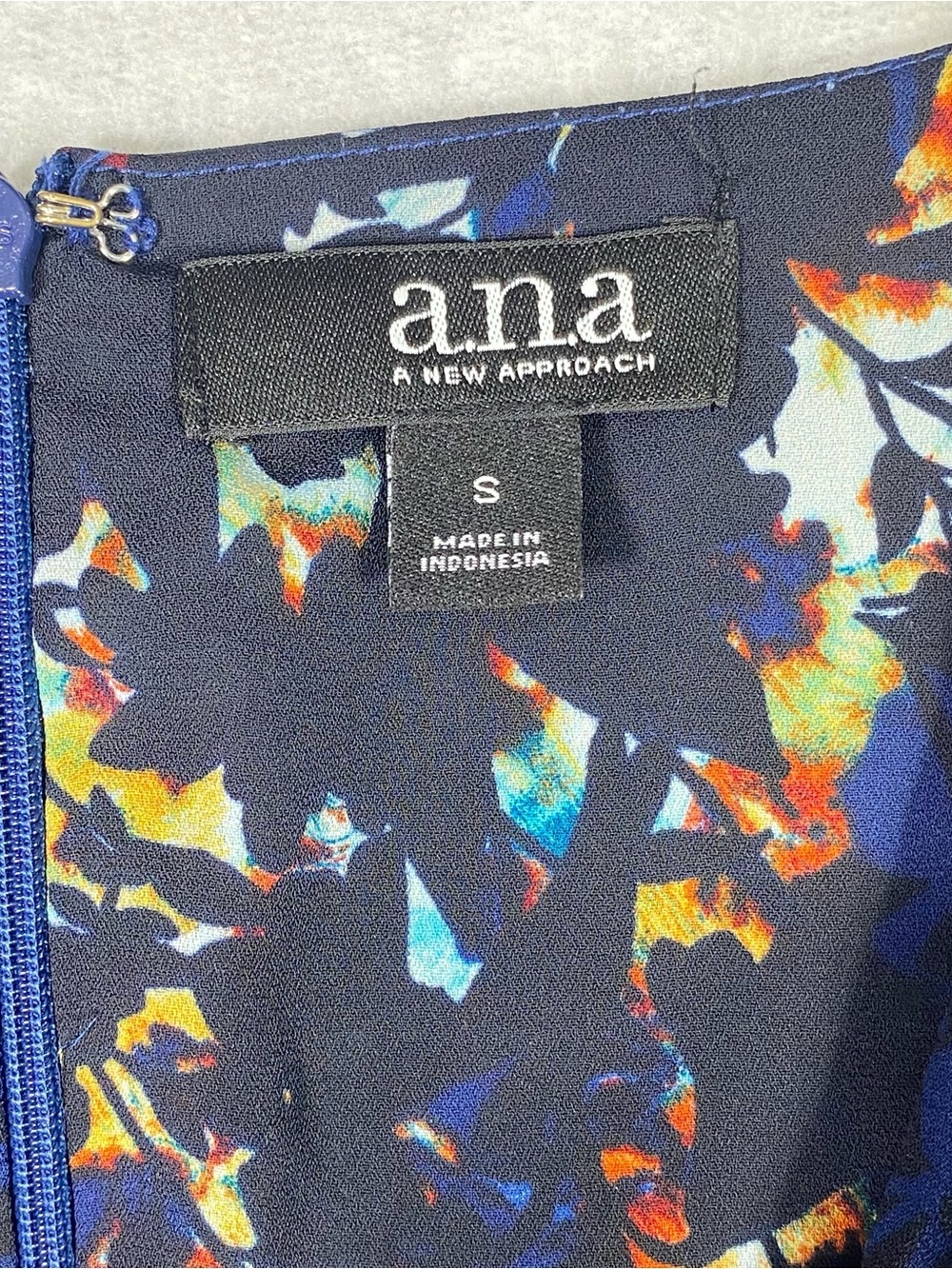 A.N.A. Floral Peplum Wrap Style Blouse Women's S Blue Black Bell Sleeves Flowy - Picture 3 of 13